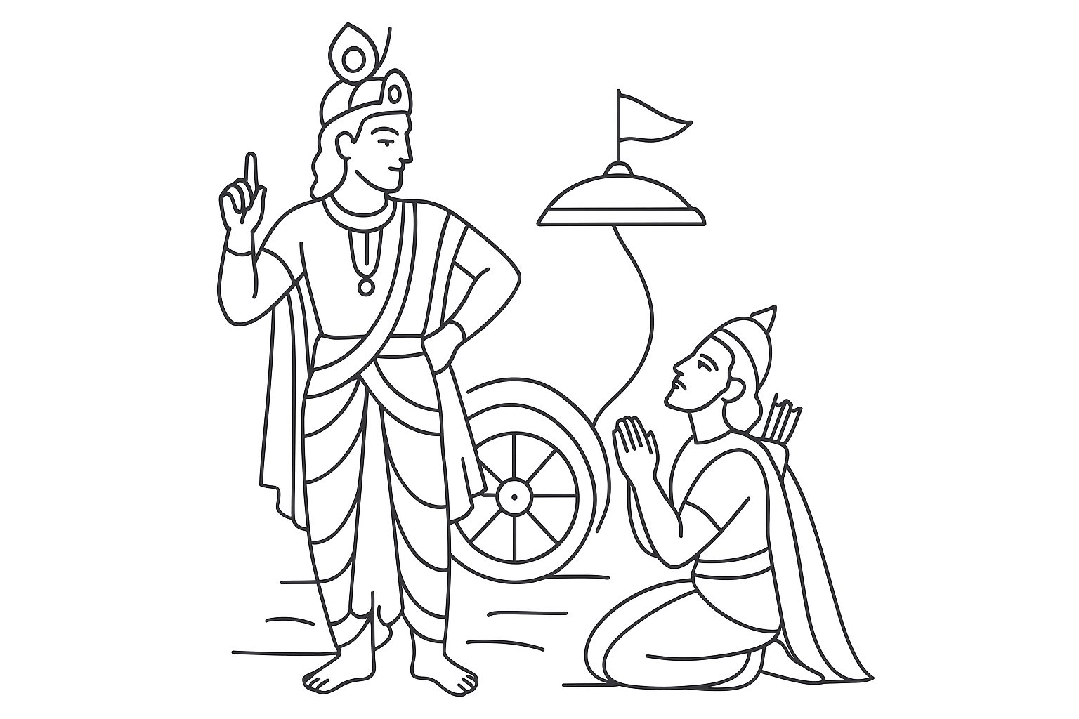 Krishna guiding Arjuna - Bhagavad Gita